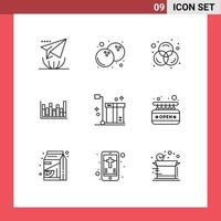 Modern Set of 9 Outlines and symbols such as packaging cart design box up Editable Vector Design Elements