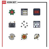 Modern Set of 9 Filledline Flat Colors and symbols such as air cassette user audio cassette password Editable Vector Design Elements