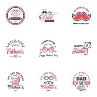 Happy Fathers Day Calligraphy greeting card 9 Black and Pink Typography Collection Vector illustration Editable Vector Design Elements