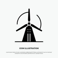 Turbine Wind Energy Power solid Glyph Icon vector