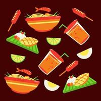 Thai food, food and drink pattern vector