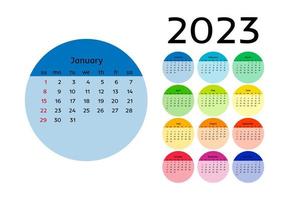 calendario para 2023 aislado en un fondo blanco vector