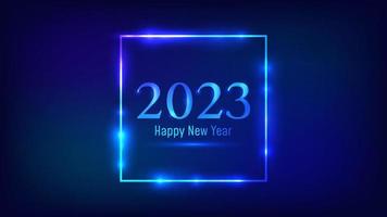 2023 Happy New Year neon background vector