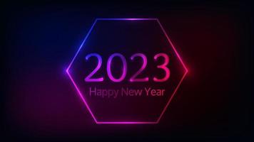 2023 Happy New Year neon background vector