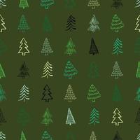 Seamless pattern with hand drawn Christmas trees. Sketched firs. Winter holiday doodle elements. Vector illustration