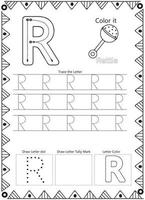 página para colorear de trazado de letras del alfabeto vector