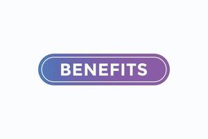 benefits button vectors. sign label speech bubble benefits vector