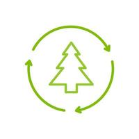 icono de árbol de Navidad verde. Celebración ecológica de tarjetas navideñas. vector