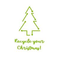 Green Christmas tree icon. Eco-Friendly Christmas card celebration. vector