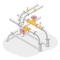 Valves and Piping technicians engineering service maintenance appliances for Gas pumping station gas industry and gas transport system isometric vector isolated