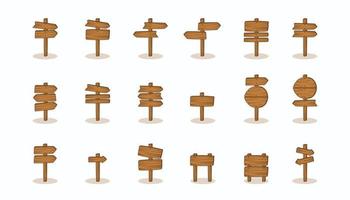 wooden signs illustration vector set