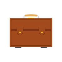 Brown travel bag with luggage on white background. Suitcase for journey trip in flat style. Vector illustration