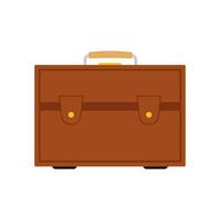 Brown travel bag with luggage on white background. Suitcase for journey trip in flat style. Vector illustration