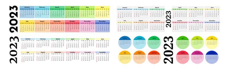 Calendar for 2023 isolated on a white background