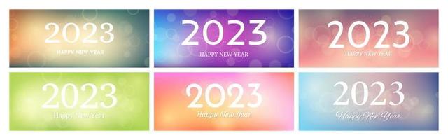 Happy new year 2023 incription on blurred background vector