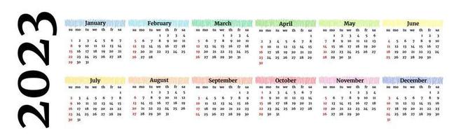 Calendar for 2023 isolated on a white background vector