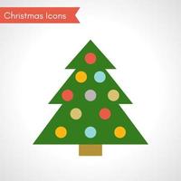 Christmas tree with multicolored balls. Christmas Icon. Vector illustration