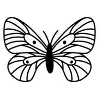 Hand drawn doodle butterfly. Vector sketch illustration, black outline art of insect for web design, icon, print, coloring page