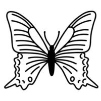 mariposa garabato dibujada a mano. ilustración de boceto vectorial, arte de contorno negro de insecto para diseño web, icono, impresión, página de color vector