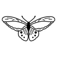 mariposa garabato dibujada a mano. ilustración de boceto vectorial, arte de contorno negro de insecto para diseño web, icono, impresión, página de color vector