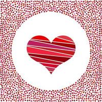 Red heart and little hearts around. Valentines Day background with many hearts on a white background. Symbol of Love Element for wedding Template. vector