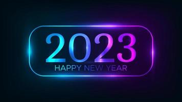 2023 Happy New Year neon background vector