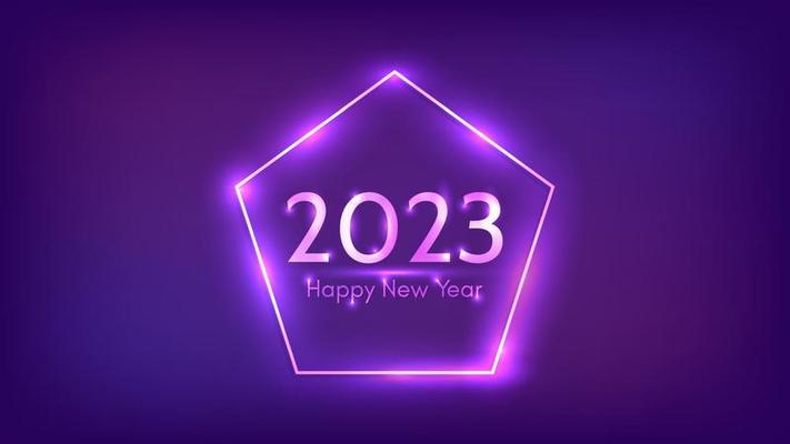 2023 Happy New Year neon background