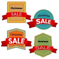 Four colorful Christmas Sale badges on white background. Vector illustration.