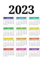 calendario para 2023 aislado en un fondo blanco vector