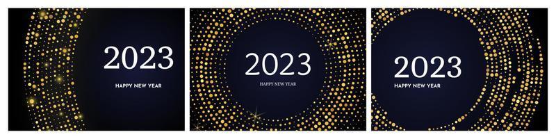 2023 Happy New Year of gold glitter pattern vector