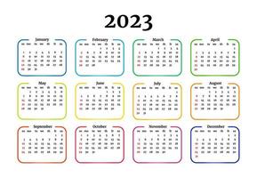 Calendar for 2023 isolated on a white background. Sunday to Monday, business template. Vector illustration