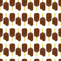 Seamless Colorful Ice Cream Pattern. Ice Cream Dessert on a Wooden Stick. Vector illustration.