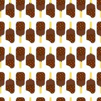 Seamless Colorful Ice Cream Pattern. Ice Cream Dessert on a Wooden Stick. Vector illustration.