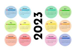 Calendar for 2023 isolated on a white background. Sunday to Monday, business template. Vector illustration