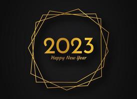 2023 Happy New Year gold geometric polygonal background vector