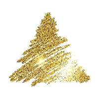 Golden paint hand drawn glittering triangle on a white background. Background with gold sparkles and glitter effect. Empty space for your text. Vector illustration