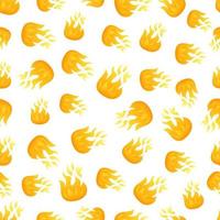 Seamless pattern with fire flame on white background. Vector illustration.