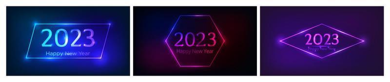 2023 Happy New Year neon background vector