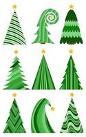 Set of Christmas trees. Isolated vector illustration for Merry Christmas and Happy New Year.