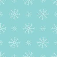 Seamless background of hand drawn snowflakes. White snowflakes on blue background. Christmas and New Year decoration elements. Vector illustration.