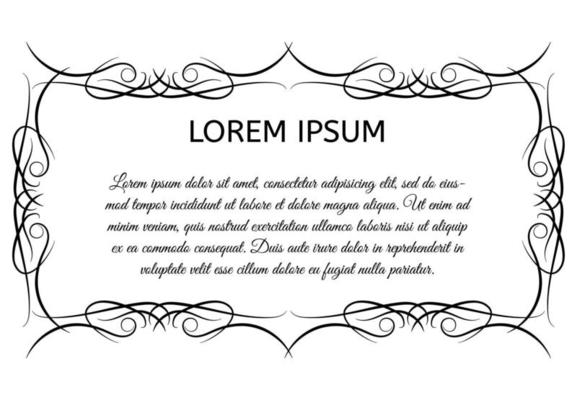 Decorative vintage horizontal frame with the place for your text in center. Vintage ornament greeting card template. Vector illustration.