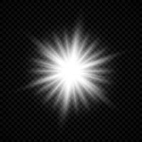Light effect of lens flares. White glowing lights starburst effects with sparkles on a transparent background. Vector illustration