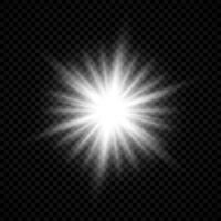 Light effect of lens flares. White glowing lights starburst effects with sparkles on a transparent background. Vector illustration