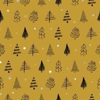 Seamless pattern with hand drawn Christmas trees. Sketched firs. Winter holiday doodle elements. Vector illustration