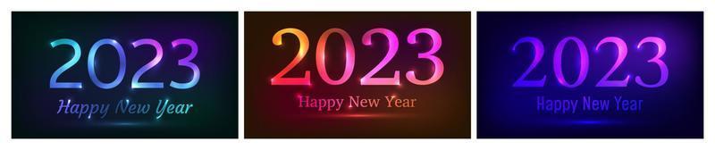 2023 Happy New Year neon background vector