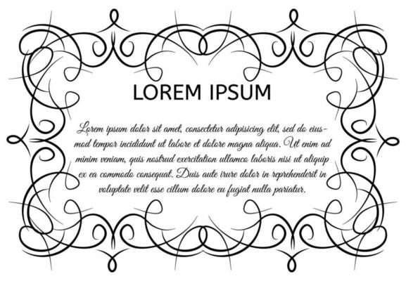 Decorative vintage horizontal frame with the place for your text in center. Vintage ornament greeting card template. Vector illustration.