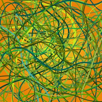 Vector background with moving colorful lines. Yellow background of green curves lines.