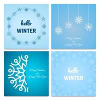 Set of four Winter and Christmas backgrounds with snowflake . Vector illustration.