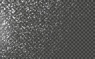 Snowfall and falling snowflakes on dark transparent background. White snowflakes and Christmas snow. Vector illustration