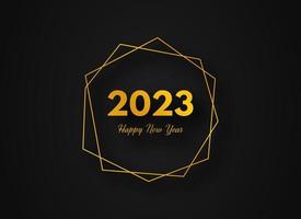 2023 Happy New Year gold geometric polygonal background vector